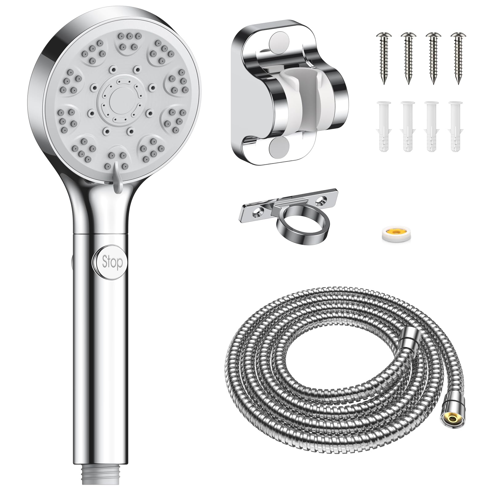 Fasdunt Rv Shower Head With Hose, High Pressure 7 Mode Shower Head With On Off Switch, Handheld Shower Head For Rv/Campers, Trav